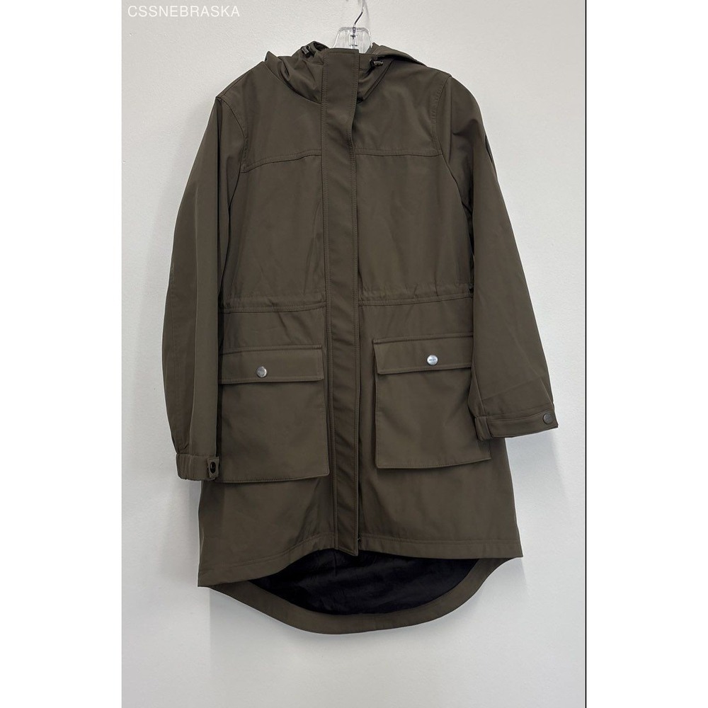 DKNY Green Women's Water Resistant Hooded‎ Long Line Parka Jacket. - Size S